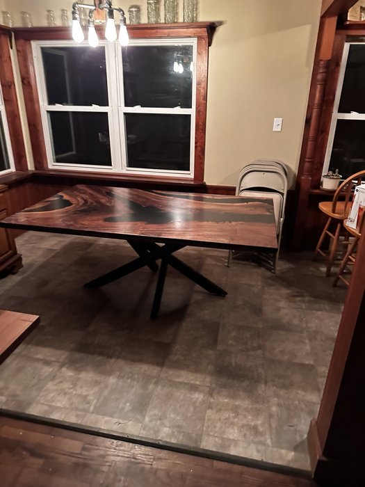 Clara walnut dining table with black resin — view 5