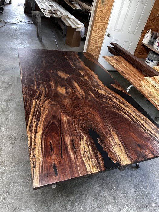 Lengthwise view of dramatic walnut grain