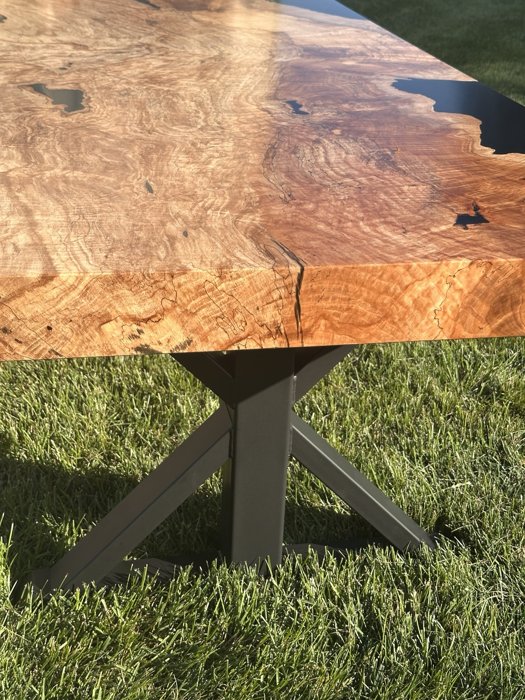 Table corner and dark farmhouse base